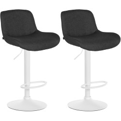 Lot de 2 tabourets de bar Solon, velours blanc noir