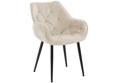 Fauteuil Tanna, velours, crème