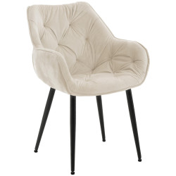 Poltrona Tanna, velluto, crema