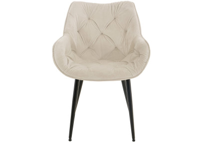 Fauteuil Tanna, velours, crème
