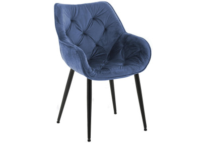 Fauteuil Tanna, velours, bleu