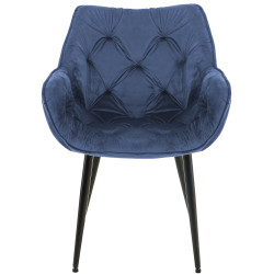 Fauteuil Tanna, velours, bleu