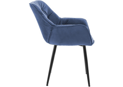 Fauteuil Tanna, velours, bleu