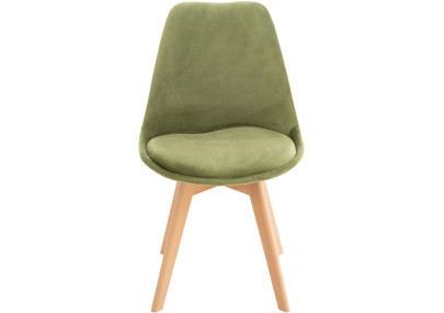Ensemble de 4 chaises Linares en velours vert clair