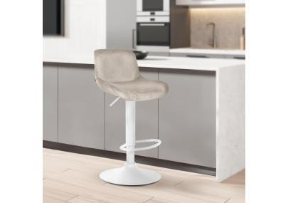 Lot de 2 tabourets de bar Solon velours blanc crème