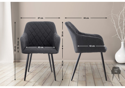 Chaise de salle à manger Shila, tissu noir