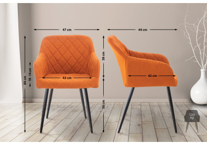 Chaise de salle à manger Shila, tissu orange