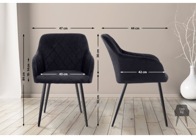 Chaise de salle à manger Shila, velours noir