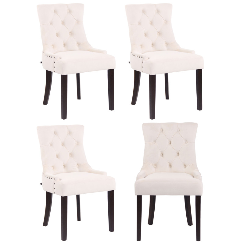Insieme di 4 sedie da pranzo Aberdeen in velluto color crema antico