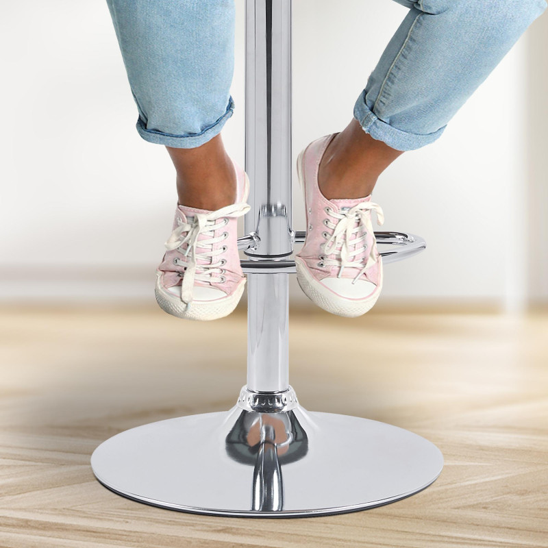 Ensemble de 2 tabourets de bar Solon, chromés et en tissu gris clair