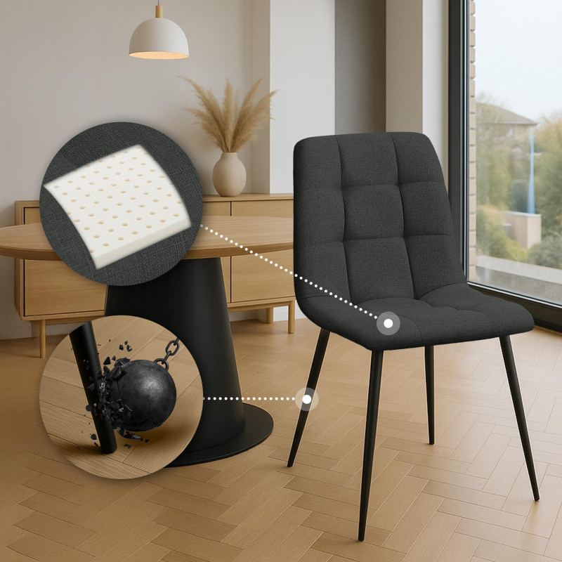 Chaise de salle à manger Tilde, tissu gris foncé