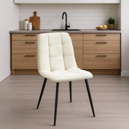Chaise de salle à manger Tilde en tissu crème