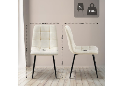 Tilde Silla de Comedor de Tela Crema