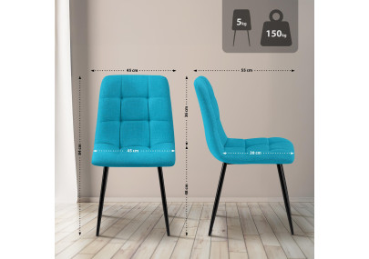 Chaise de salle à manger Tilde, tissu turquoise