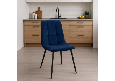 Chaise de salle à manger Tilde en velours bleu