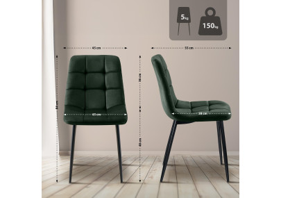 Chaise de salle à manger Tilde en velours vert