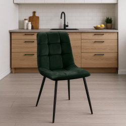 Tilde Silla de Comedor de Terciopelo Verde