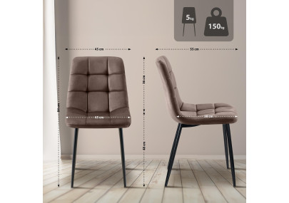 Chaise de salle à manger Tilde, velours marron