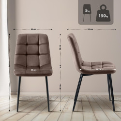 Chaise de salle à manger Tilde, velours marron