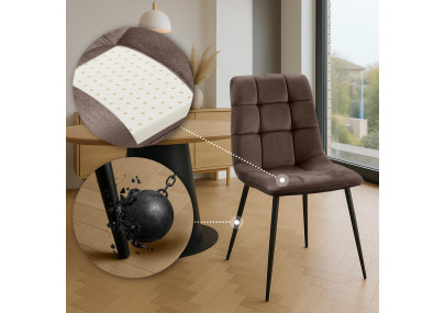 Chaise de salle à manger Tilde, velours marron