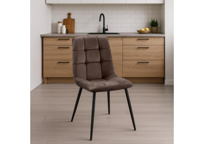 Chaise de salle à manger Tilde, velours marron