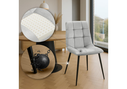 Chaise de salle à manger Tilde, velours gris