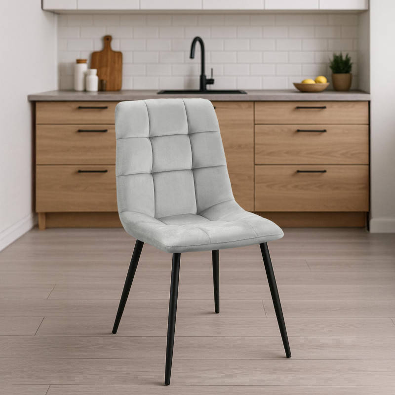 Tilde Silla de comedor, terciopelo gris