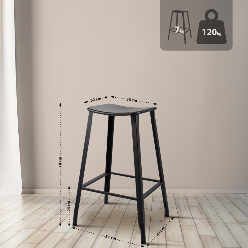 Tabouret de bar pivoine noir