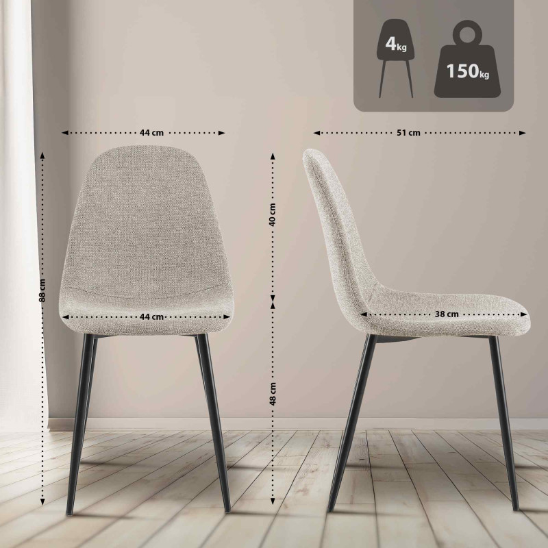 Napier Silla de comedor, tela crema