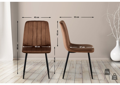 Fauteuil Dijon, velours, marron