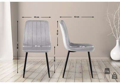 Fauteuil Dijon, velours, gris