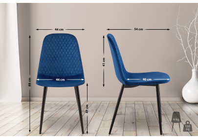 Fauteuil Giverny, velours, bleu