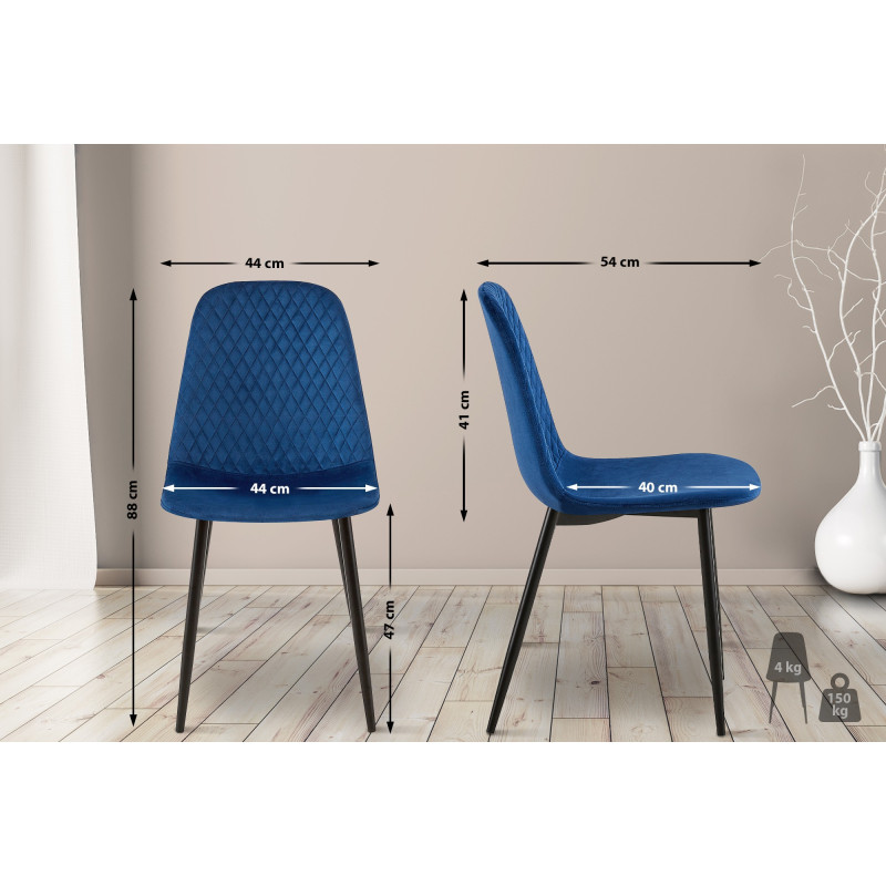 Fauteuil Giverny, velours, bleu