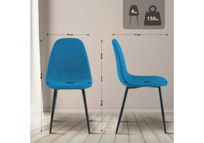 Silla de comedor Napier, tela azul
