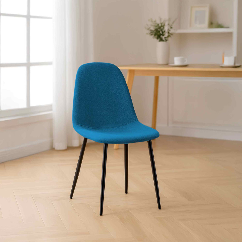 Sedia da pranzo Napier, tessuto blu