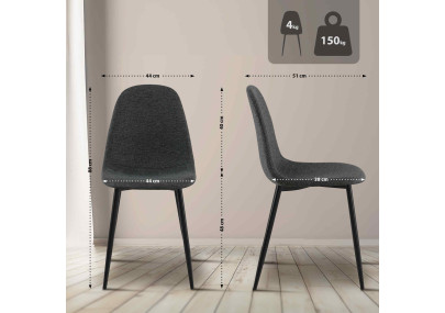 Silla de comedor Napier, tela negra