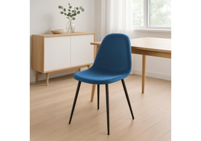 Napier Silla de comedor, terciopelo, azul