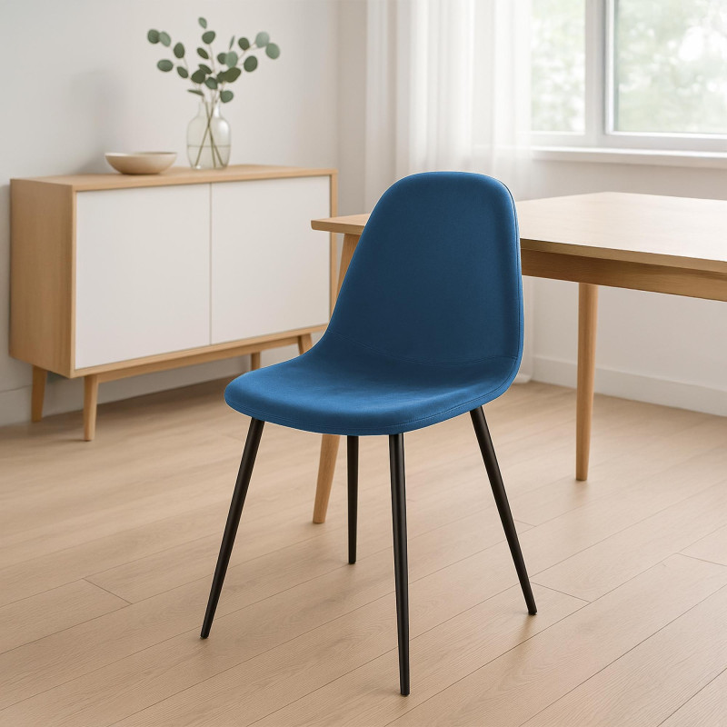 Napier Silla de comedor, terciopelo, azul