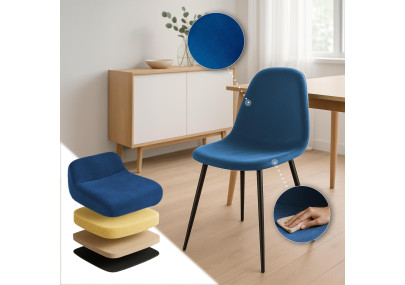 Napier Silla de comedor, terciopelo, azul