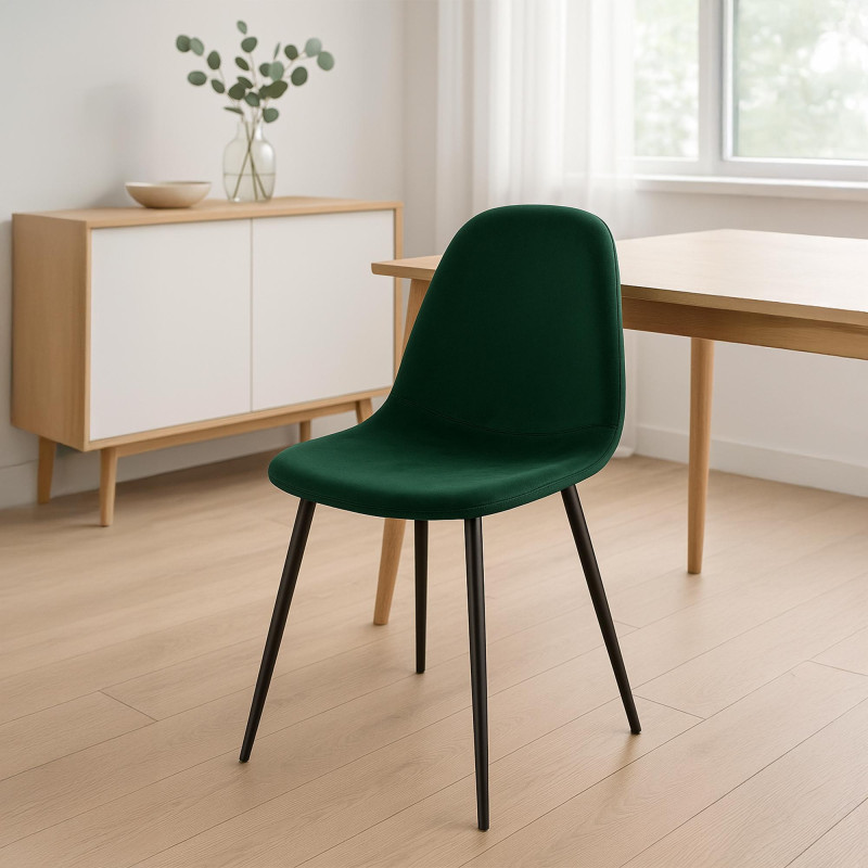 Silla de comedor Napier, terciopelo, verde