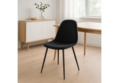 Chaise de salle à manger Napier, velours, noire