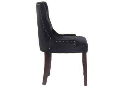 Conjunto de 4 sillas de comedor Aberdeen de terciopelo negro antiguo