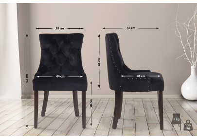 Ensemble de 4 chaises de salle à manger Aberdeen en velours noir antique