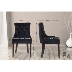 Conjunto de 4 sillas de comedor Aberdeen de terciopelo negro antiguo