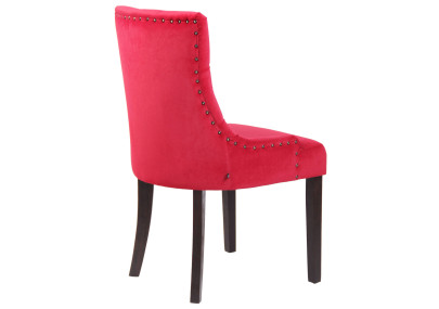 Conjunto de 4 sillas de comedor Aberdeen de terciopelo rojo antiguo