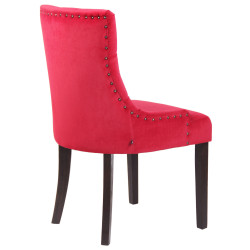 Conjunto de 4 sillas de comedor Aberdeen de terciopelo rojo antiguo