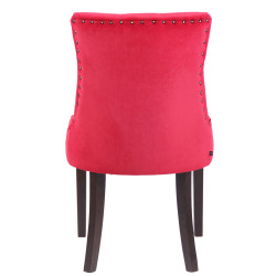 Conjunto de 4 sillas de comedor Aberdeen de terciopelo rojo antiguo