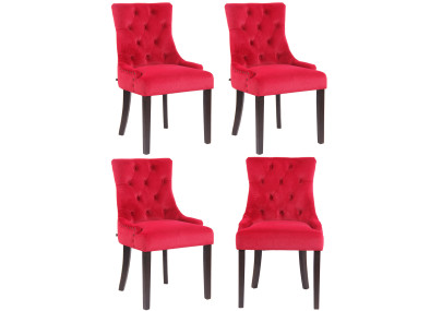 Ensemble de 4 chaises de salle à manger Aberdeen en velours rouge antique