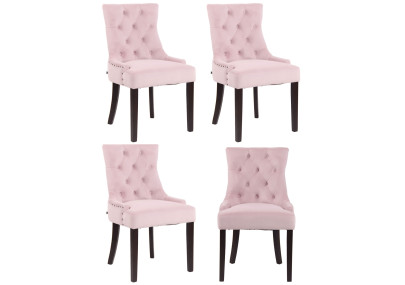 Ensemble de 4 chaises de salle à manger Aberdeen en velours rose antique