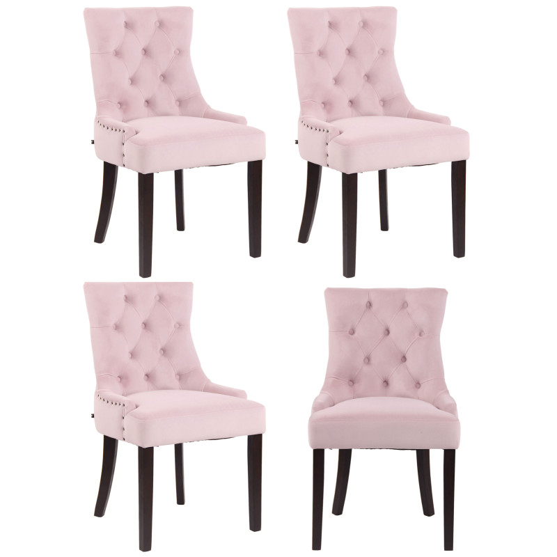 Conjunto de 4 sillas de comedor Aberdeen de terciopelo rosa antiguo